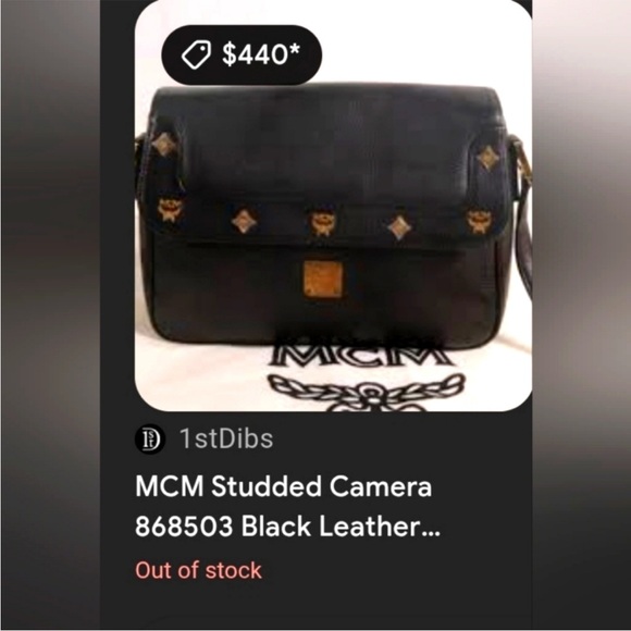 Vintage MCM Leather Crossbody Messenger Shoulder Sling Bag Purse Black Studded - Picture 2 of 16